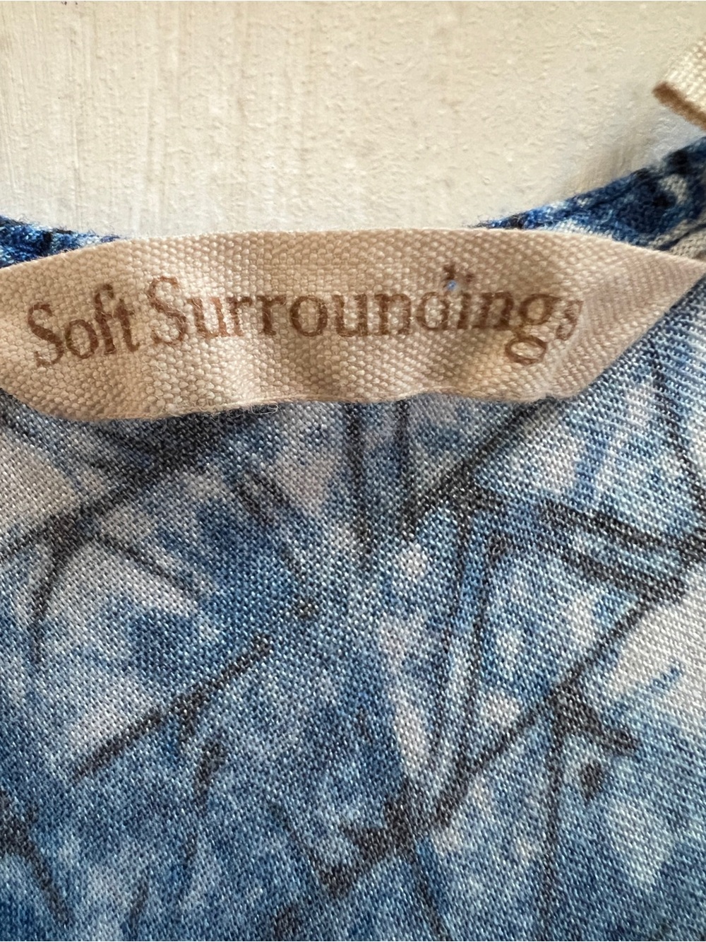 Soft Surroundings Kara Blue Abstract Print Tiered Maxi Dress M Cottagecore Boho - Picture 4 of 6